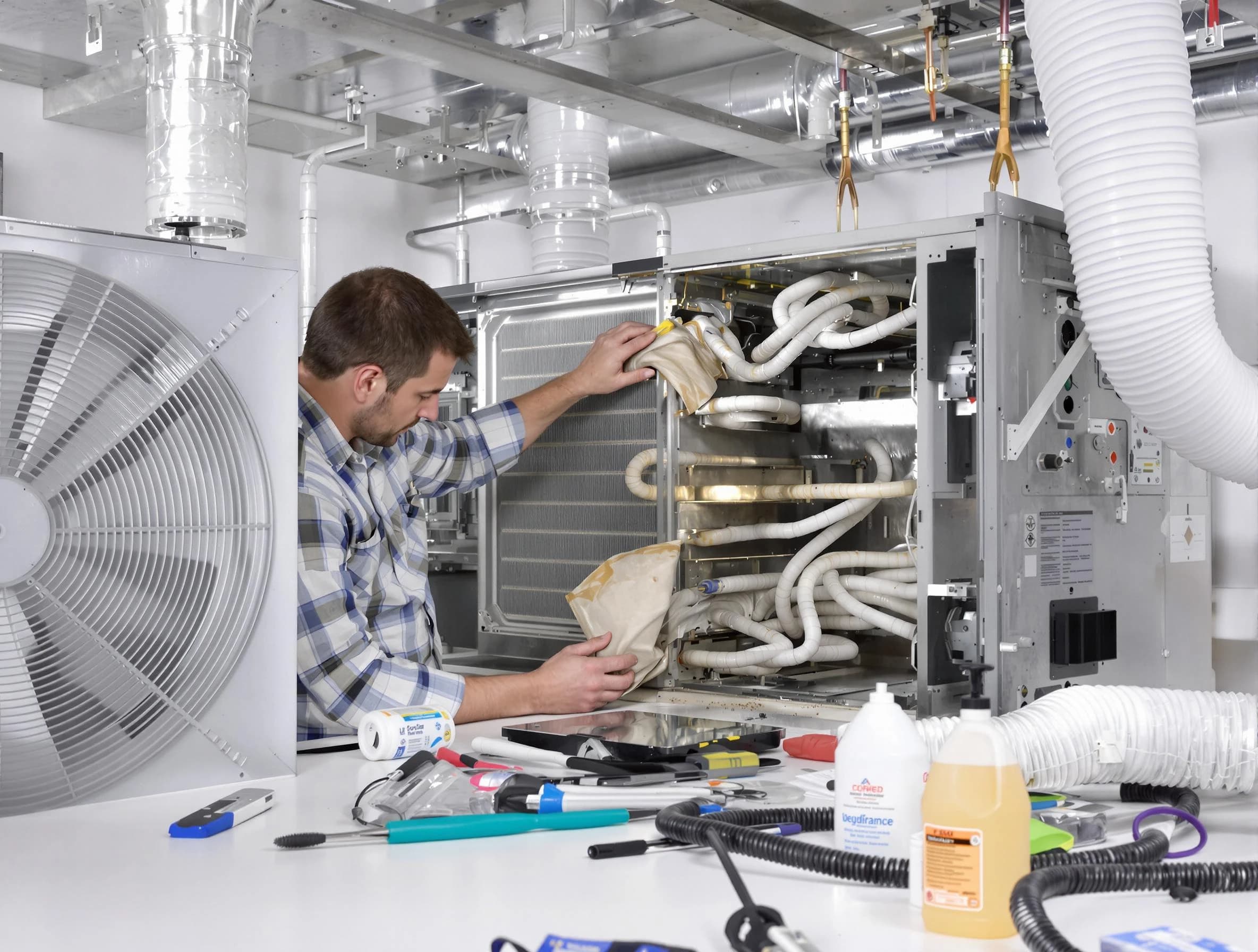 Beaver Falls Air Duct Cleaning specialist performing precision AC coil cleaning in Beaver Falls