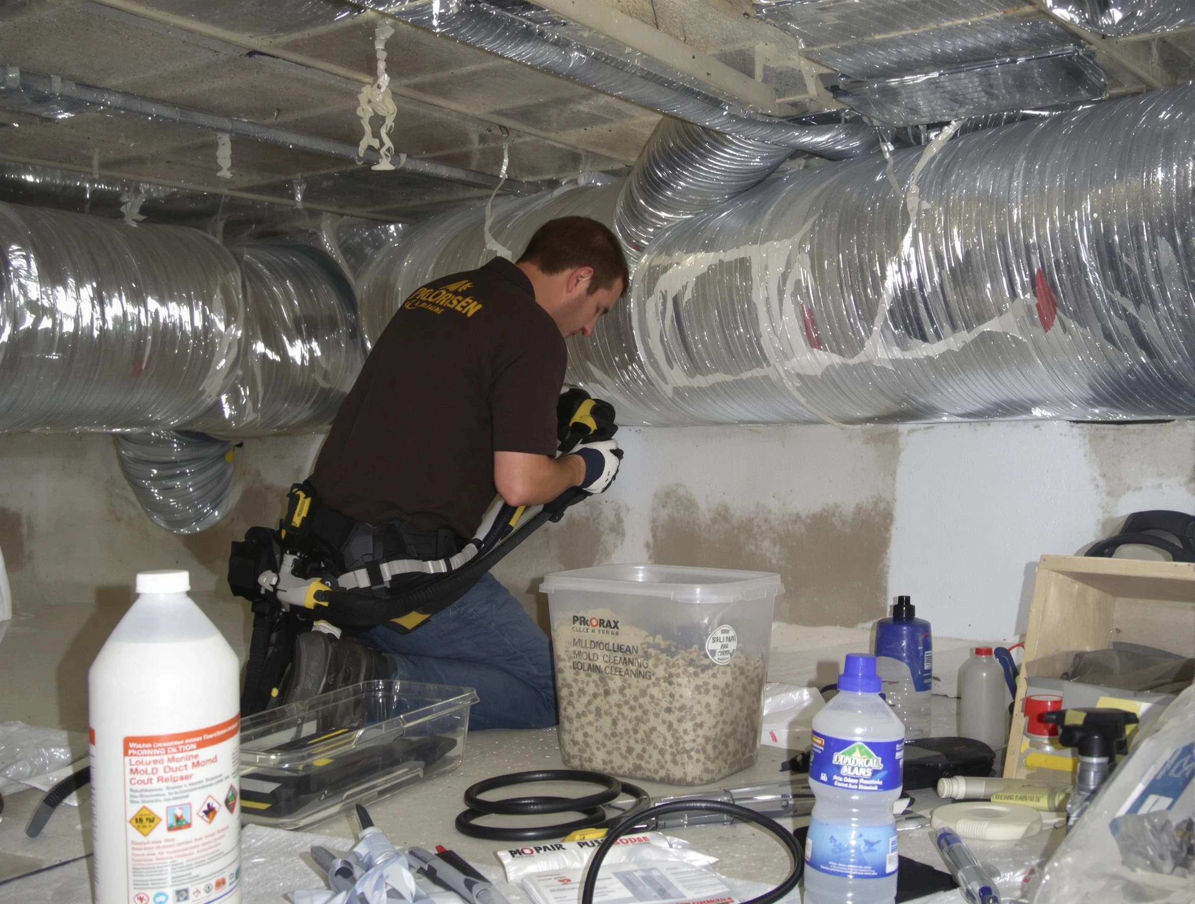 Beaver Falls Air Duct Cleaning specialist performing professional mold removal from air ducts in Beaver Falls