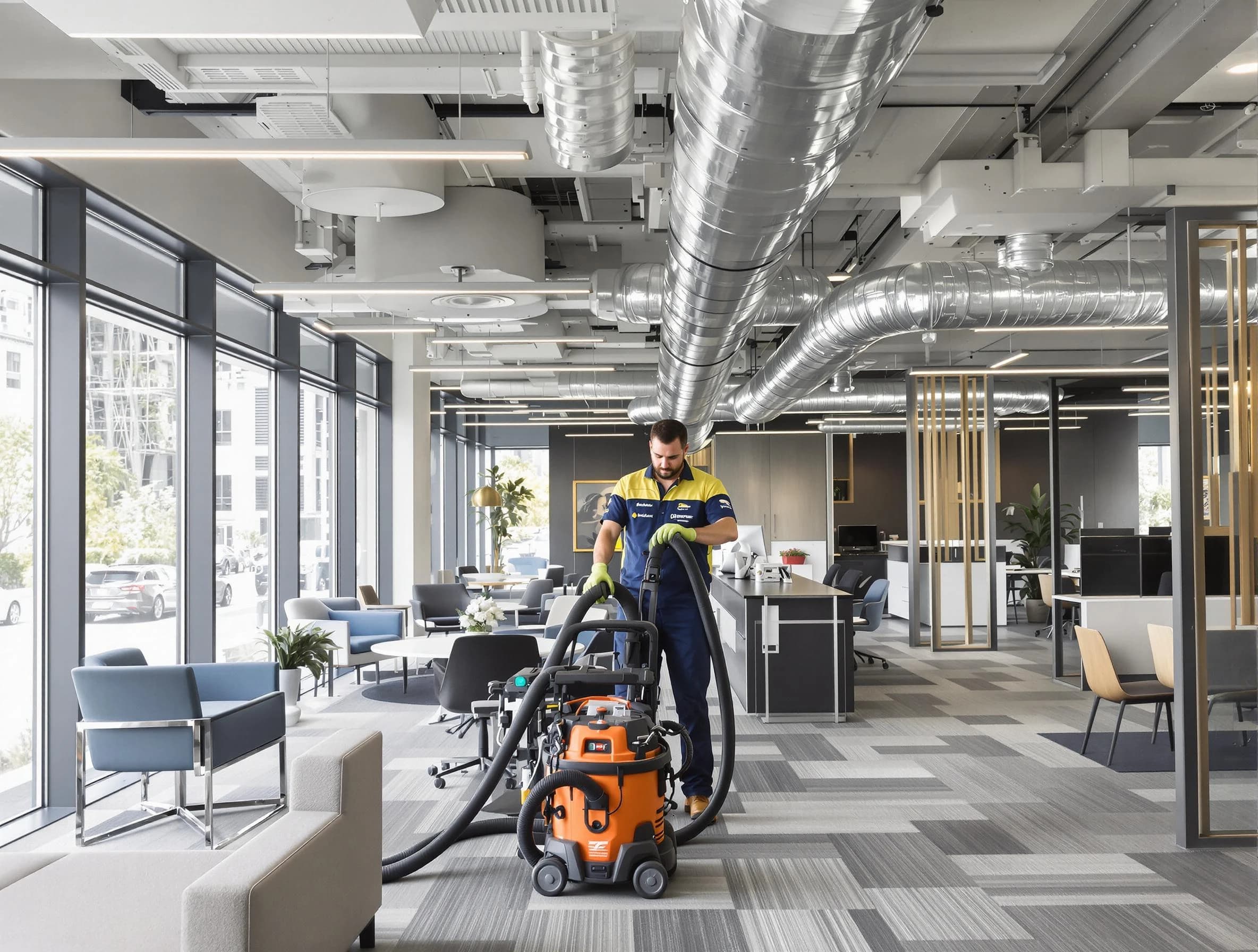 Beaver Falls Air Duct Cleaning team performing thorough commercial duct cleaning at a Beaver Falls business center