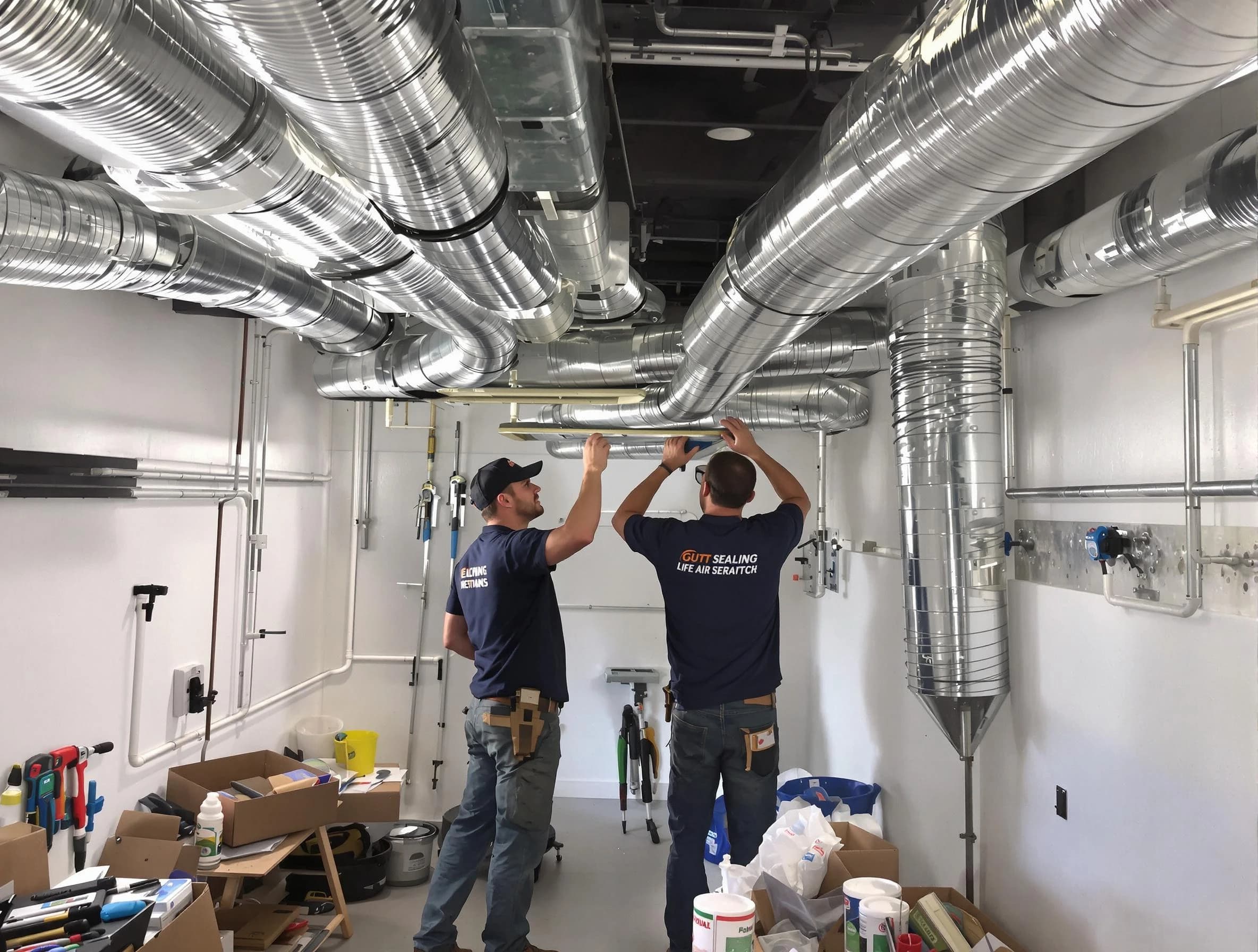 Beaver Falls Air Duct Cleaning technician applying professional duct sealing solutions in Beaver Falls