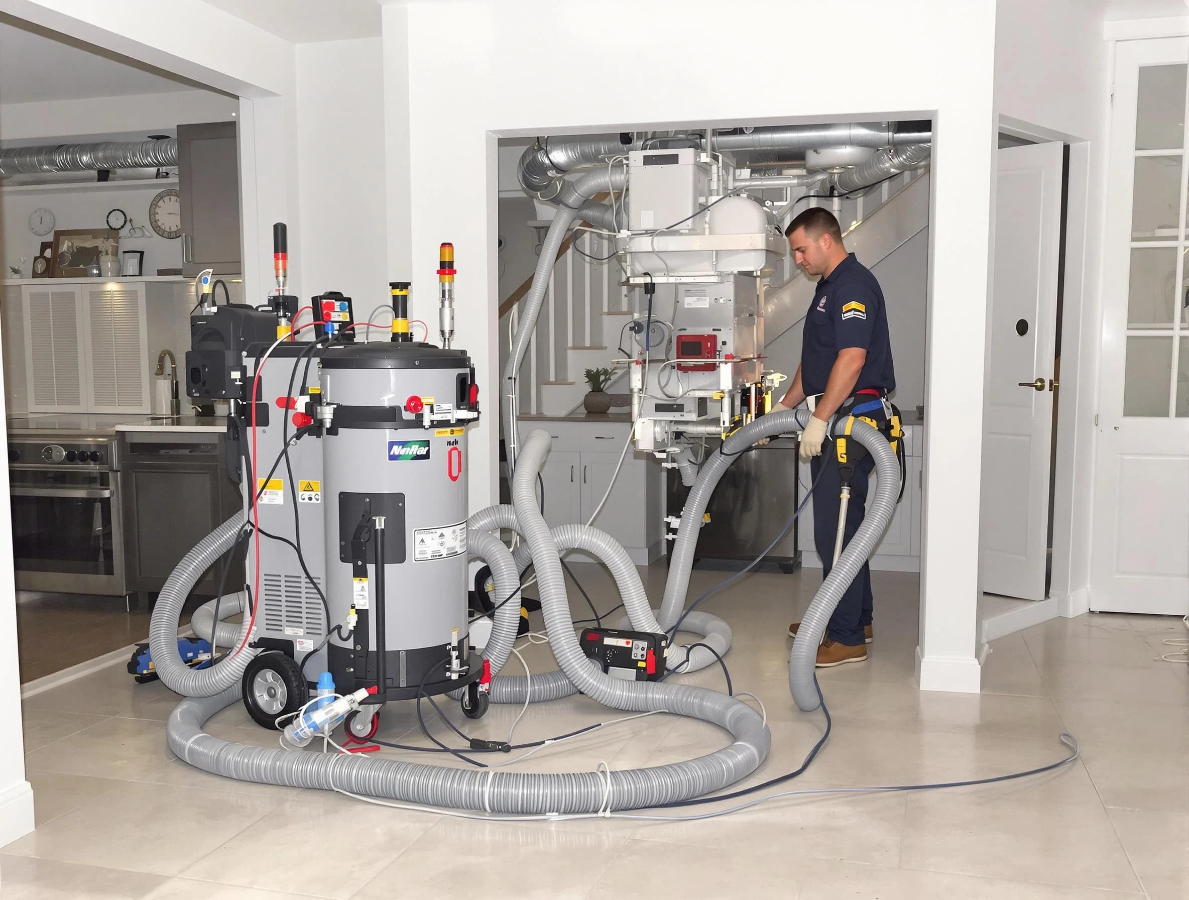 Beaver Falls Air Duct Cleaning technician operating negative pressure cleaning equipment for thorough duct maintenance in Beaver Falls