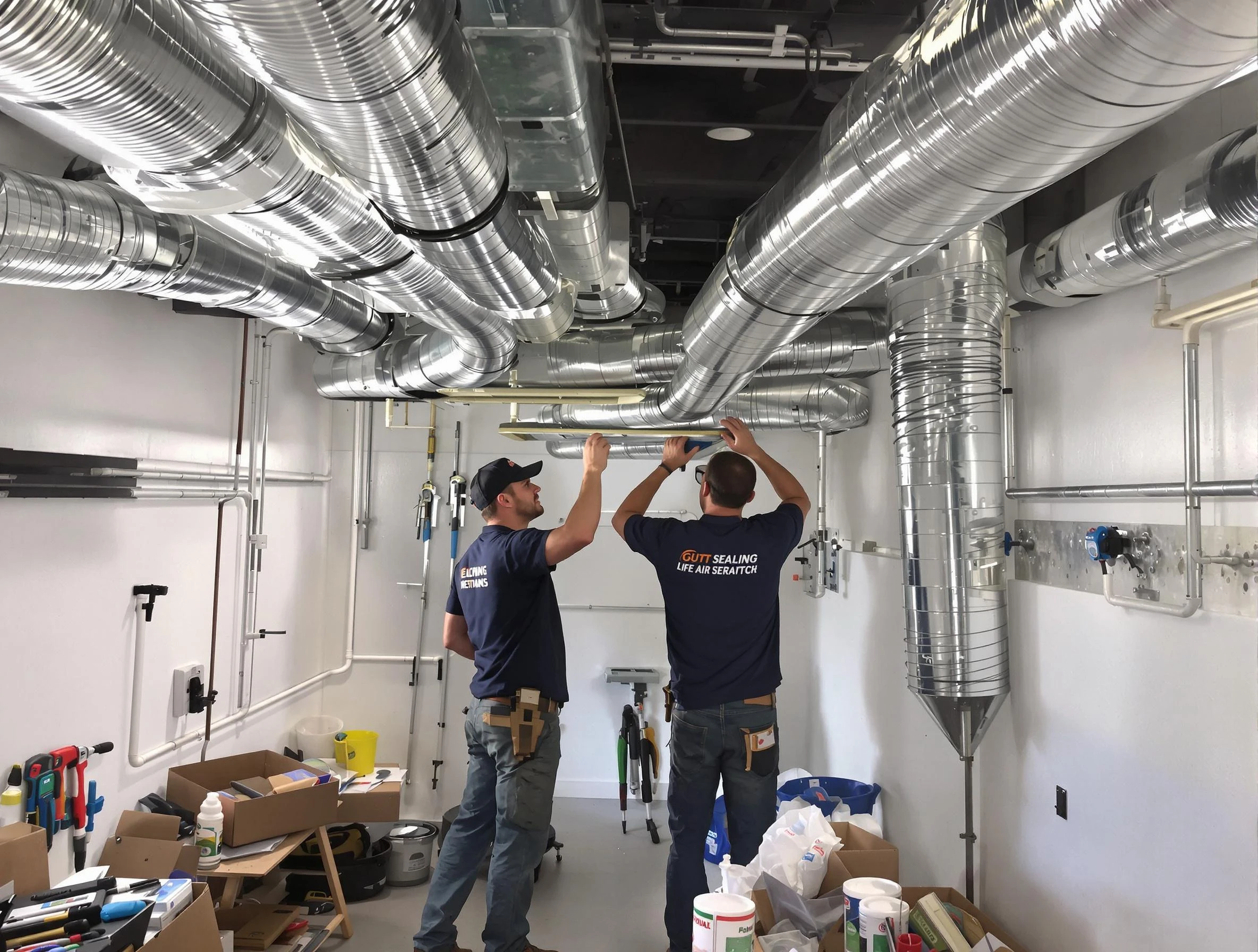 Beaver Falls Air Duct Cleaning technician applying professional duct sealing solutions in Beaver Falls